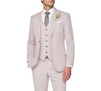 SPTALLFITJSV 3 Piece Suit Men Slim Fit Wedding Suits for Mens Elegant One Button Jacket Single Breasted Vest Pants Set, Nude, M