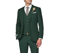 SPTALLFITJSV 3 Piece Suit Men Slim Fit Wedding Suits for Mens Elegant One Button Jacket Single Breasted Vest Pants Set, Dark Green, L