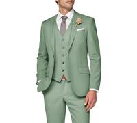 SPTALLFITJSV 3 Piece Suit Men Slim Fit Wedding Suits for Mens Elegant One Button Jacket Single Breasted Vest Pants Set, Dusty Sage Green, XXS
