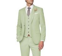 SPTALLFITJSV 3 Piece Suit Men Slim Fit Wedding Suits for Mens Elegant One Button Jacket Single Breasted Vest Pants Set, Putty, XS