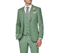 SPTALLFITJSV 3 Piece Suit Men Slim Fit Wedding Suits for Mens Elegant One Button Jacket Single Breasted Vest Pants Set, Dusty Sage Green, XXL