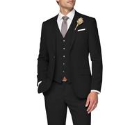 SPTALLFITJSV 3 Piece Suit Men Slim Fit Wedding Suits for Mens Elegant One Button Jacket Single Breasted Vest Pants Set, Black, 4XL