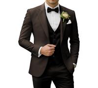 SPTALLFITJSV Men's 3 Piece Suits Slim Fit, Coffee, M
