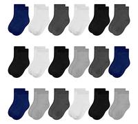 SPTRAMLE Boys Socks, 18 Pairs Kids Black White Blue School Socks 2-4 Years