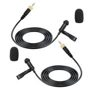 SPTSSWET 2 Pack Lavalier Microphone for Sennheiser Wireless Bodypack Transmitter Omnidirectional Condenser Wired Mic 3.5mm TRS Lapel for Lectures Live Streaming YouTube 5ft Black