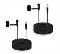 SPTSSWET 2 pcs Lavalier Microphone Compatible with Sennheiser Wireless Bodypack Transmitter Omnidirectional Condenser Wired Mic 3.5mm TRS Lapel for Lectures Live Streaming YouTube 5ft Black