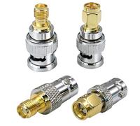SPTSSWET 4 Piece Set BNC to SMA Connector Coaxial RF Connector SMA to BNC Adapter for Scanner, Walkie Talkie Adapters Antenna