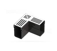 Spudulica Slim Channel Drain Corner Threshold Drain Channel Drain Slimline Drainage Channel Outlets Prevents and Eliminates Water Pooling Corner - Slim (1, Silver/Grey)