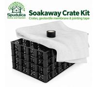 Spudulica Soakaway Crate Kit - 6 X 190 Litre Crates With Cut Geotextile & Adhesive Tape Drainage 1140L