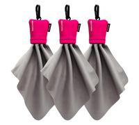SPUDZ Classic | 6" x 6" Microfiber Towels w/Neoprene Pouches | Premium Microfiber Cleaning Cloths for Laptops, Lenses, Cameras, Screens, and More | Pink (3-Pack)