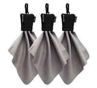 SPUDZ Classic Microfiber Lens Cleaner - Clip-On Pouch, Washable - for Binoculars, Scopes, Glasses, Screens | Black, 6 x 6 Inch (3-Pack)