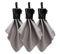 SPUDZ Classic Microfiber Lens Cleaner - Clip-On Pouch, Washable - for Binoculars, Scopes, Glasses, Screens | Classic | Stealth Shadow, 6 x 6 Inch (3-Pack)