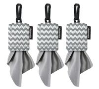 SPUDZ Classic Microfiber Lens Cleaner - Clip-On Pouch, Washable - for Binoculars, Scopes, Glasses, Screens | Gray Chevron, 6 x 6 Inch (3-Pack)