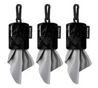 SPUDZ Classic Microfiber Lens Cleaner - Clip-On Pouch, Washable - for Binoculars, Scopes, Glasses, Screens | Stealth Shadow, 6 x 6 Inch (3-Pack)