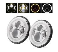 SPUFKGE Lamp Assembly 1Pair Running Lights 75W Car Led H4 7inch Car Accessories Angel Eyes H4 Led Headlight For Jeep For Wrangler TJ LJ JK Running Lights(2x 40s 1pair)