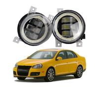 SPUFKGE Lamp Assembly 2 Pieces Car LED Fog Light Angel Eye DRL Daytime Running Lamp With Canbus Decoder For VW For Jetta A5 Mk5 (1K) 2005-2010 Running Lights(White and Red)
