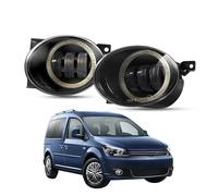 SPUFKGE Lamp Assembly 2 X Angel Eye Fog Light Assembly Car Right + Left LED Lens Fog Daytime Lamp DRL 30W 12V For VW For Caddy III/3 2010-2015 Running Lights(White and White)