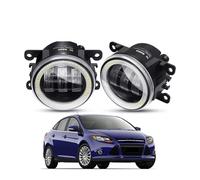 SPUFKGE Lamp Assembly 2 X Angel Eye Fog Light Assembly For Focus MK2 MK3 2004-2015 Car Front Bumper LED Lens DRL Fog Driving Lamp 30W H11 12V Running Lights(White)