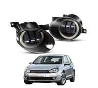 SPUFKGE Lamp Assembly 2 X Angel Eye Fog Light Assembly For VW For Golf Mk6 2009-2013 Car Front Bumper LED Lens Fog Daytime Lamp DRL 30W H11 12V Running Lights(Yellow and White)