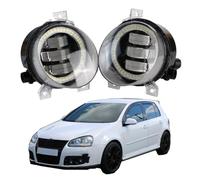 SPUFKGE Lamp Assembly 2 X Car Front LED Fog Light DRL Angel Eye Fog Daytime Running Lamp For VW For Golf Mk5 For Rabbit For GTI (1K) 2004-2009 Running Lights(White and Yellow)