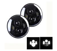 SPUFKGE Lamp Assembly 2piece 80W Black 7" Led Headlight For Land For Rover For Defender 4X4 Urban Accessories Car 7 Inch Round Headlights Assembly Running Lights(B)