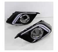 SPUFKGE Lamp Assembly 2piece DRL For Mazda 3 For Mazda3 For Axela 2014 2015 2016 LED Daytime Running Lights Daylight Fog Lamp With Turn Signal Light Running Lights(White,Type C)