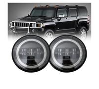 SPUFKGE Lamp Assembly 2piece LED Fog Lights For Hummer H2 2003-2009 Car Front Passing Fog Lamp With White DRL Halo Ring Angel Eyes Running Lights