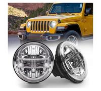 SPUFKGE Lamp Assembly 7 Inch LED Headlight Round For Jeep For Wrangler JK TJ 12V 24V Car Front Headlight Running Lights(1piece Silver)