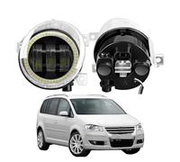 SPUFKGE Lamp Assembly Angel Eye Fog Light Assembly For VW For Touran (1T1, 1T2) 2003 2004 2005 2006 2007 2008 2009 2010 LED Car Fog Lamp DRL Running Lights(Yellow and Red)