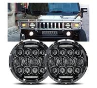 SPUFKGE Lamp Assembly Car 7inch Halo Led Headlight For Jeep For Wrangler JK TJ CJ Accessories Front Bumper DRL Headlamp 75W 40W Running Lights(Headlight 2piece C)