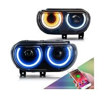 SPUFKGE Lamp Assembly For Dodge For Challenger 2008 2009 2010 2011 2012 2013 2014 Car RGB Led Headlight DRL Multicolor Light Headlamp Assembly Running Lights(2 piece RGB Headlight)