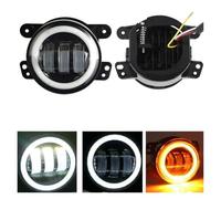 SPUFKGE Lamp Assembly For Jeep For Wrangler JK LJ TJ 2piece 30W 4Inch LED Passing Fog Lights With White DRL Amber Turn Signal Lamp Running Lights(White and Amber)