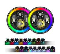 SPUFKGE Lamp Assembly For Jeep For Wrangler Universal Headlamp 6000K 12V 24V LED Colorful Headlight 7 Inch Round Headlight High Power 200W 20000LM Running Lights(2 piece)