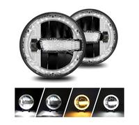 SPUFKGE Lamp Assembly For Jeep JK For Hummer 6000K 30V 7 Inch For Wrangler Headlight Round Diamond Halo Headlight H4 High Power 300W 300000LM Headlamp Running Lights