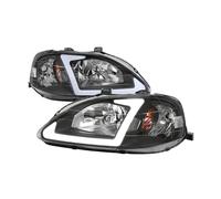 SPUFKGE Lamp Assembly Led Light For 99-00 For Civic Replacement Black Headlights Head Lamps Left+Right Running Lights