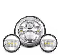 SPUFKGE Motorcycle Front Head light For Electra For Glide For Road For King For Classic For Road/ 7inch LED Headlight +4.5inch Fog Lights 7" Bracket Mounting Ring