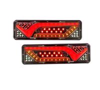 SPUFKGE Rear Tail Light Lamp 2X 12/24V Truck Tail Light Waterproof Shockproof LED Running Water Turn Signal Brake Lights Reverse Lorry Bus Trailer Fog Lamps(2pcs A)