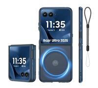 Spugan for Motorola Razr Ultra 2025 Case with Mag-Safe, [No Front Screen Protection] Slim Matte Translucent Magnetic Hard Back + Flexible TPU Bumper for Moto Razr Ultra 2025 (Blue)