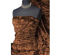 Spun Ice Crush Effect Velvet 2 Way Spandex Fabric Material, Upholstery Sofa Furniture Curtains Fabric, Cushion | 60”- 150 cm Wide | Same Day Dispatch | Sold by The Metre (Coffee Brown, 1 METRE)
