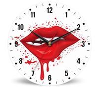 SPUNKER Clock for Bedroom,Red Lip Wall Clocks,Woman Sexy Biting Lips Battery Operated Wall Clock Silent Non-Ticking Decorative for Home Kitchen Bathroom Living Room Bedroom Office 10 Inch