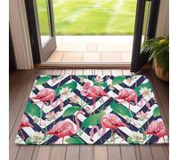 SPUNKER Door Mat,Flamingo Front Doormats 17''x30'',Tropical Lotus Flowers Indoor Outdoor Entrance Welcome Mat,Low-Profile Floor Rugs for Entry Patio