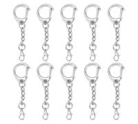 Spunklad 10pcs Keyring Making Kit, Metal Lobster Clasps, Swivel Key Ring Clips, Key Chains for Craft, 2.36 Inch Keychain, Keyring Clip