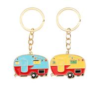 Spunklad 2pcs Caravan Keyring, Metal Keyring Bottle Opener, Caravan Gadgets For Camping, Camper Kids Keychain, Campervan Accessories (Yellw+Blue)
