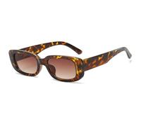 Spunklad Rectangle Sunglasses for Women Men Trendy Fashion Retro, 90s Y2K Vintage Narrow Square Frame Sunglasses Cool (Leopard, One Size)