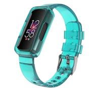 Spunklad Watch Band Compatible with Fitbit Inspire 2 for Women Men, Clear Wristband with Built-in Protective Case Replacement for Fitbit Luxe/Inspire/HR/Ace 2/Ace 3 (Transparent Blue)