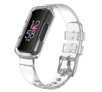 Spunklad Watch Band Compatible with Fitbit Inspire 2 for Women Men, Clear Wristband with Built-in Protective Case Replacement for Fitbit Luxe/Inspire/HR/Ace 2/Ace 3 (Transparent White)