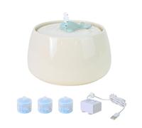 SPUNKYJUNKY Cat Water Fountain Ceramics Pet Drinking Fountain 43.96oz/1.3L Quiet Cats Water Bowl Dispenser with 3 Replaceable Filters