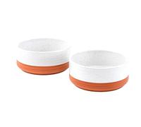 SPUNKYJUNKY Ceramic Dog Bowls 2 Pack, 7.3'' Dog Food Water Double Feeding Bowls Non-Slip for Medium to Large Sized Breed Microwave Dishwasher Safe - 42 OZ, 2pcs, Pattern White