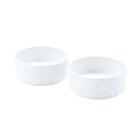 SPUNKYJUNKY Ceramic Dog Bowls 2 Pack, 7.3'' Dog Food Water Double Feeding Bowls Non-Slip for Medium to Large Sized Breed Microwave Dishwasher Safe - 42 OZ, 2pcs, Paw White