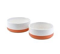 SPUNKYJUNKY Ceramic Dog Bowls 2 Pack, 8.3'' Dog Food Water Double Feeding Bowls Non-Slip for Large Sized Breed Microwave Dishwasher Safe - 60 OZ, 2pcs, Pattern White